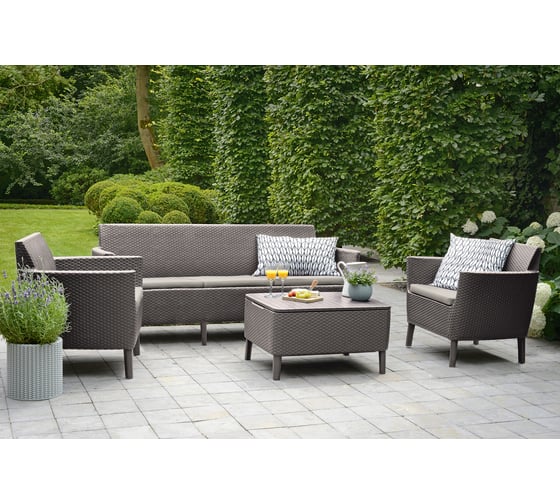 Комплект с тройным диваном Keter Salemo 3 seater set капучино 238589
