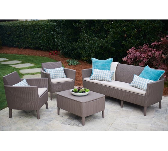 Комплект с тройным диваном Keter Salemo 3 seater set капучино 238589