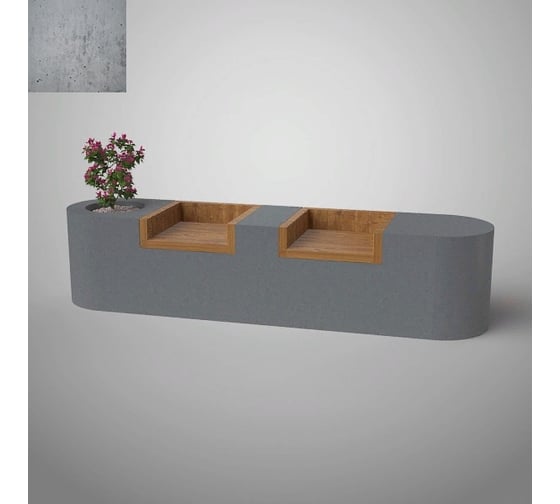 Бетонная скамья ООО Архитек-Бетон серая, бетон С-88СБ 1