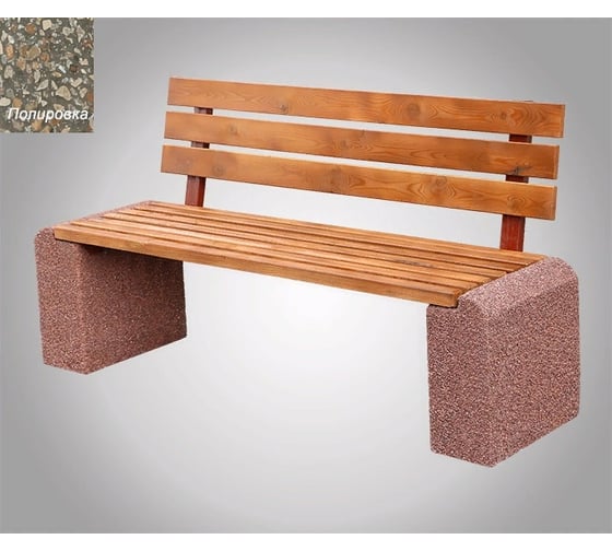 Бетонная скамья ООО Архитек-Бетон полировка, серая С-27ПС 1