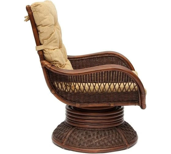 Кресло-качалка с подушкой Tetchair ANDREA Relax Medium Pecan Washed античный орех, ткань 9093