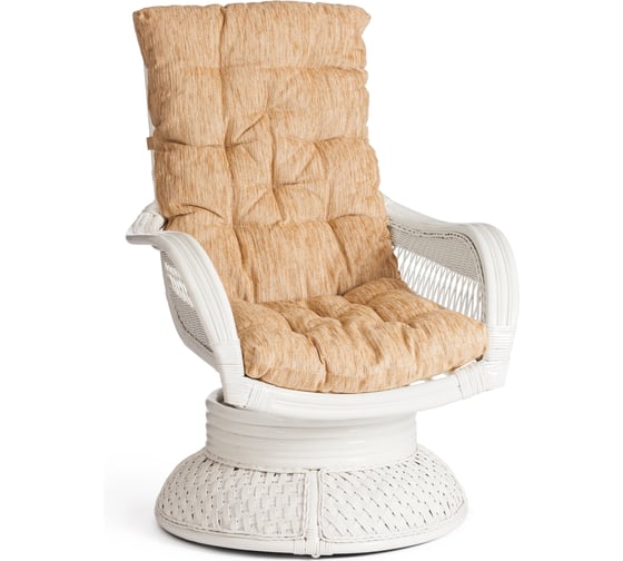 Кресло-качалка с подушкой Tetchair ANDREA Relax Medium TCH White белое, ткань рубчик 10172