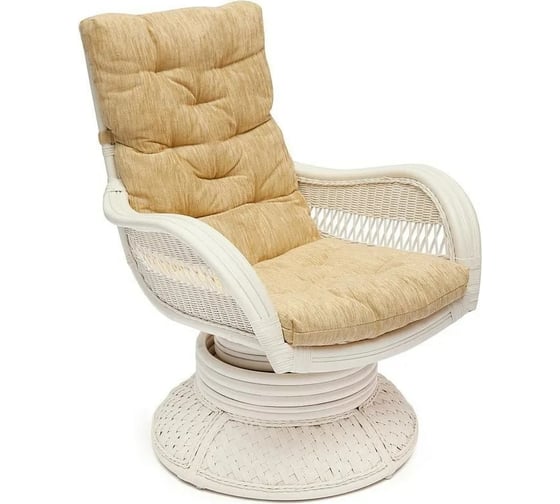 Кресло-качалка с подушкой Tetchair ANDREA Relax Medium TCH White белое, ткань рубчик 10172 1
