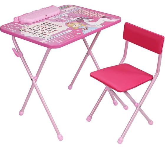 Комплект детской мебели BRAUBERG NIKA KIDS ПРИНЦЕССА розовый, стол + стул, пенал 532635