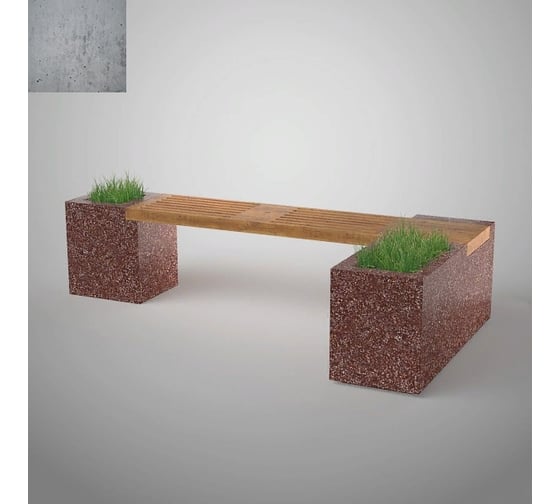 Бетонная скамья Архитек-Бетон серый бетон С-19СБ 1