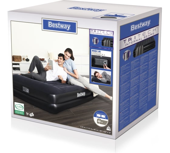 Надувной матрас BestWay 203x152x46 см, встроенный электрический насос 67403 030563
