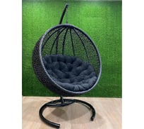 Подвесное кресло Pletenev Шар Премиум черное, подушка черная KPS-05-02