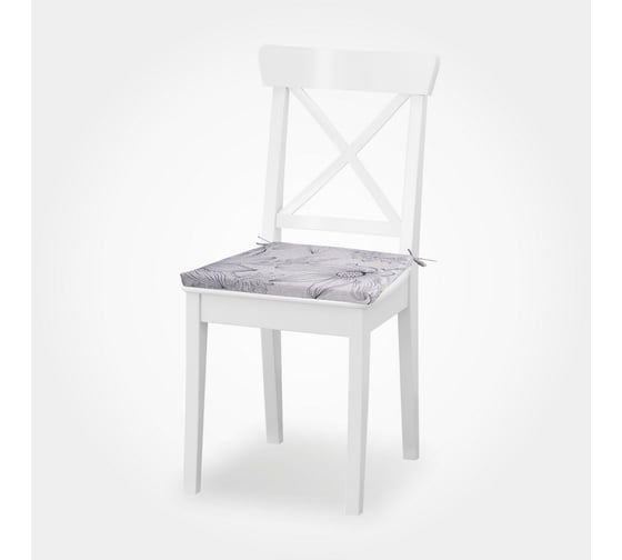 Сидушка на стул witerra 40x40х2 см, блэкаут, ромашки, серая 106961
