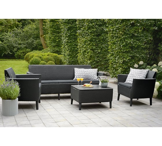 Комплект с тройным диваном Keter Salemo 3 seater set графит 238590