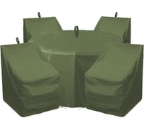 Комплект чехлов для круглого стола диам. 1300 мм и стульев 4 шт. Tplus оксфорд 210, олива T018508