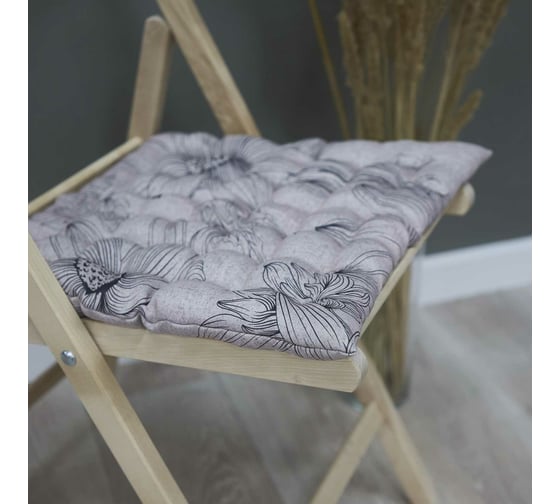 Сидушка с лузгой гречихи witerra 43x43 см, блэкаут, ромашка, серая 109226
