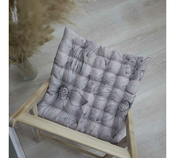 Сидушка с лузгой гречихи witerra 43x43 см, блэкаут, ромашка, серая 109226