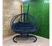 Двухместное подвесное кресло Pletenev черное, подушка черная KPS-11-11