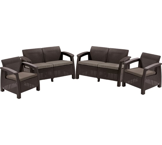 Комплект мебели Keter Corfu REST without table коричневый, серая подушка 241724 1