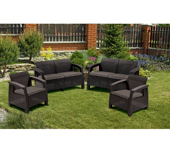 Комплект мебели Keter Corfu REST without table коричневый, серая подушка 241724