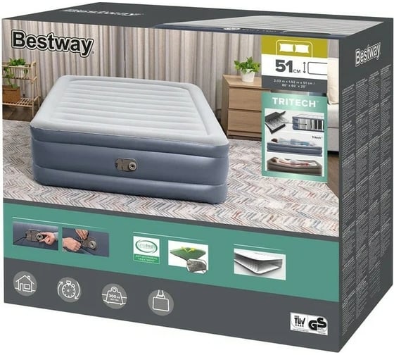 Надувной матрас со встроенным электронасосом BestWay Tritech Queen 203x152x51 см 6713I 130453