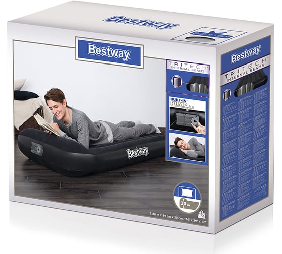 Надувной матрас со встроенным электронасосом BestWay Tritech Twin 188x99x30 см 67556 130467