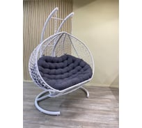 Двухместное реклайнер Pletenev белый, подушка темно-серая KPS-111-10