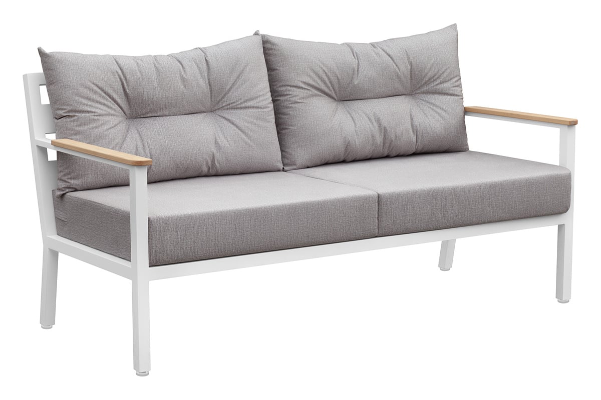 Уличный диван GreenWeen SANTORINI c подушками из велюра светло-серого ...