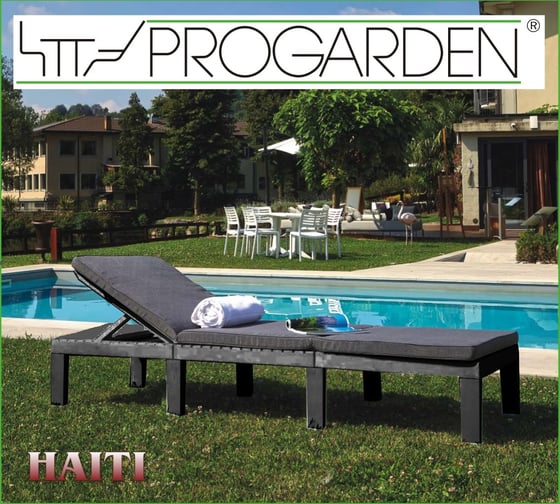 Складной шезлонг IPAE-PROGARDEN HAITI с подушками, антрацит 11981