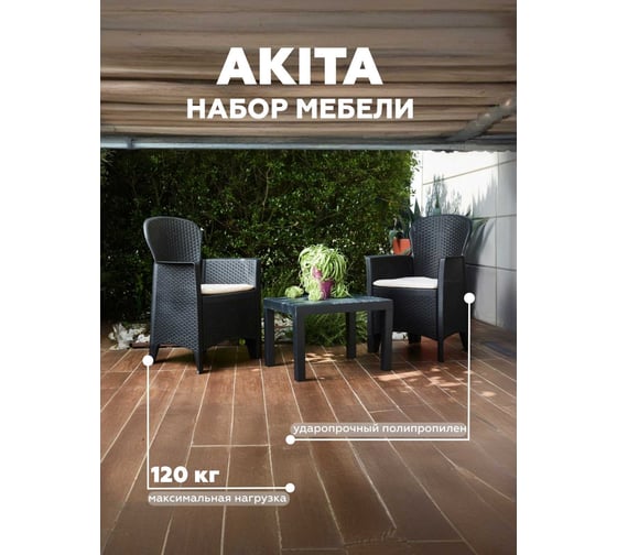Набор мебели IPAE-PROGARDEN Akita с подушками, антрацит 59104