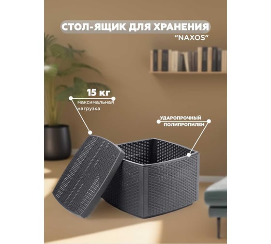 Стол-ящик для хранения IPAE-PROGARDEN NAXOS антрацит 01420