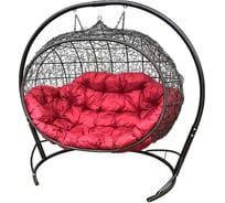 Двойное подвесное кресло Garden Story Улей 1 упаковка стойка + коричневое основание, коричневая корзина, красная подушка MG5-МТ001