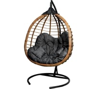 Двойное подвесное кресло Garden Story Ортис стойка + основание черный, бежевая корзина, серая подушка 3 упаковки М CN900-МТ