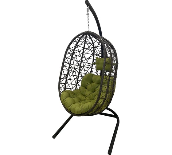 Подвесное кресло Garden Story Кокон XL стойка + черное основание, коричневая корзина, оливковая подушка 3 упаковки В D52-MT005 1
