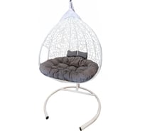 Двойное подвесное кресло Garden Story Феникс стойка + основание белое, белая корзина, серая подушка 3 упаковки M CN25023