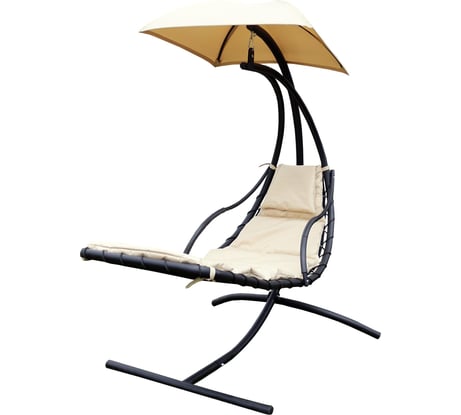 Подвесное кресло Garden Story Лаура стойка + коричневое основание, черная корзина бежевая подушка 3 упаковки ZRB05