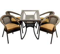 Набор мебели Garden Story Монреаль №3 4 стула + стол 120x70 см 1 упаковка, ротанг серо-коричневый AIK120 + AIK461
