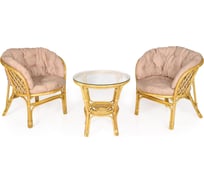 Набор мебели Garden Story Багамы Премиум мини 2 кресла + стол 2 упаковки, медовый каркас, бежевые подушки CV-12H