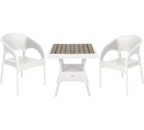 Набор мебели Garden Story Ola Dom 2 стула + стол 76x76 см белый S-GS02 + K-GS02 1