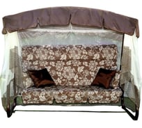 Садовые качели OLSA Азалия 3-х местные, каркас коричневый, коричневый, рисунок цветы с1331