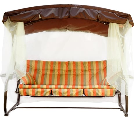 Садовые качели OLSA Турин 3-х местные, каркас коричневый, разноцветный, рисунок полоска с1334