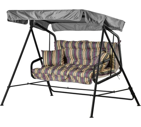 Садовые качели OLSA Невада аналог Бари 2-х местные, каркас антрацит, разноцветный, рисунок полоска с1323