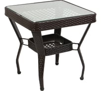 Плетеный садовый стол INBLOOM 63x63x64 см, стекло, металл, пластик 160-045