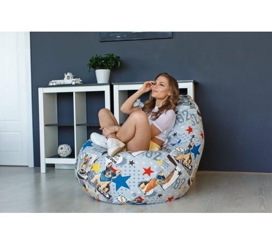 Кресло-мешок DreamBag бульдоги, жаккард xl 5007321