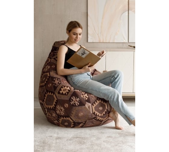 Кресло-мешок DreamBag мехико коричневое, велюр 2xl 5003231