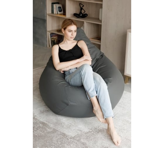 Кресло-мешок DreamBag серая экокожа l 5022411