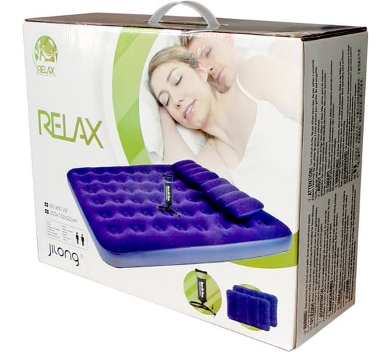Кровать RELAX FLOCKED AIR BED QUEEN WITH 2 PILLOWS&HANDPUMP 21470