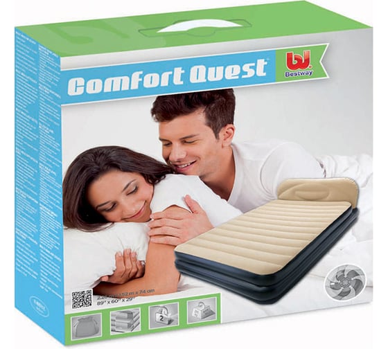 Надувная кровать со встроенным насосом BestWay Soft-Back Elevated Airbed 226х152х74 см 67483 BW