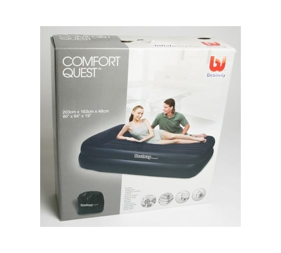 Надувная кровать со встроенным насосом BestWay Premium Air Bed-Air Pump 203х152х46 см 67403 BW 004938