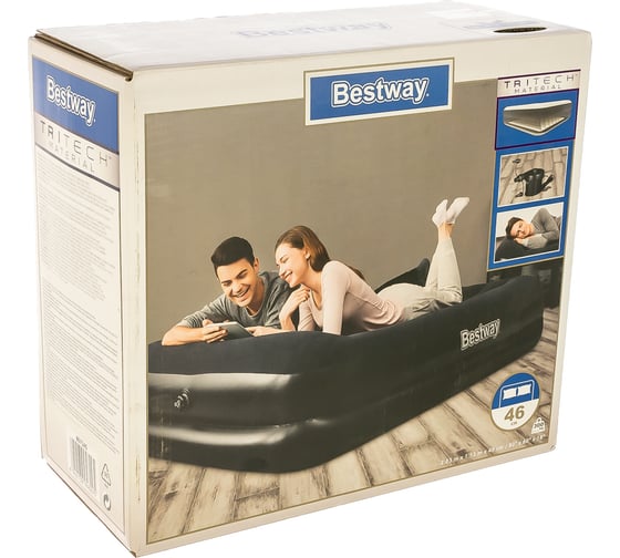 Надувная кровать с электронасосом BestWay Premium Air Bed with Sidewinder 203х152х46 см 67345 BW