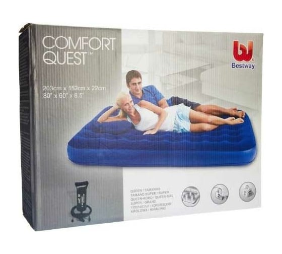 Надувной матрас с ручным насосом и 2 подушками BestWay Flocked Air Bed With Air Pump/Queen/ 67374 BW 005653