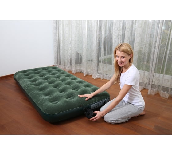 Надувной матрас + насос на батарейках BestWay Flocked Air Bed/Twin/ - D Cell Pump 67553 BW