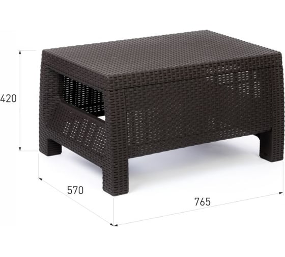 Садовый стол WORKY ротанг, 76.5x57x42 см, мокко ARD257735