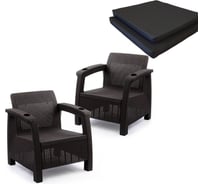 Набор из 2-х кресел WORKY ротанг, 73x70x79 см, мокко, с черными подушками ARD257930