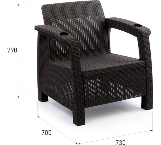 Набор из 2-х кресел WORKY ротанг, 73x70x79 см, мокко, с серыми подушками ARD257808